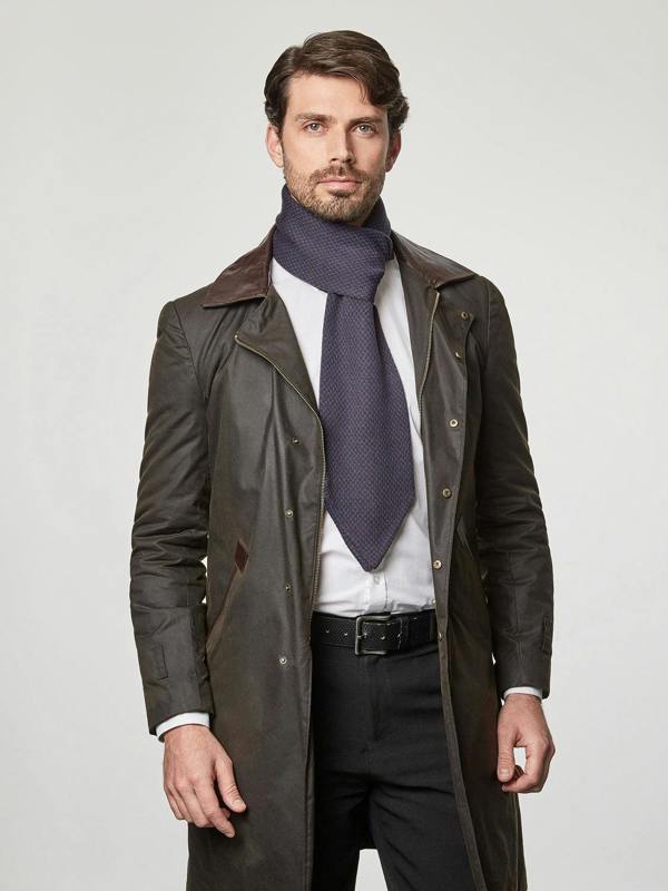 Serran London Navy-Brown Merino Scarf