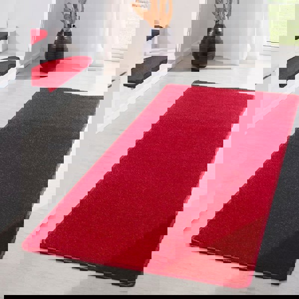 Modern Plain Red Rug – Soft Short Pile