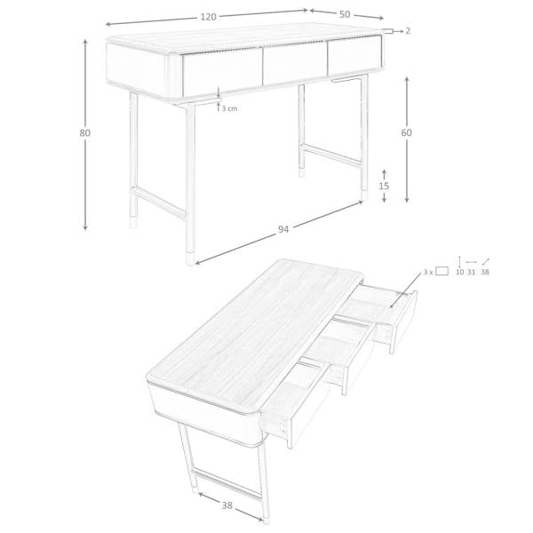 Angel Cerdá Rectangular Console Walnut, Matt Dark Grey Wood and Black Steel 7171