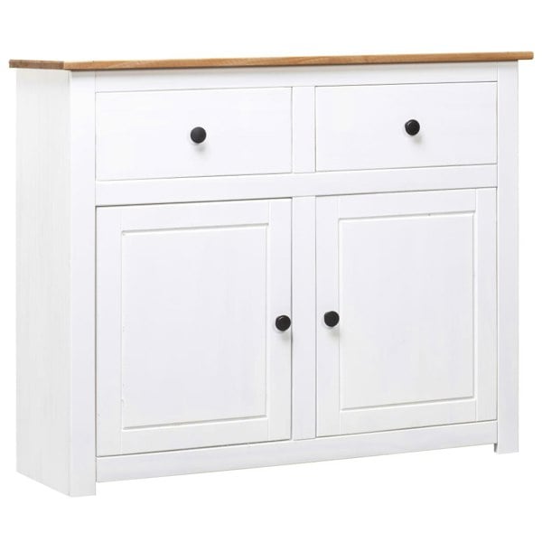 Berkfield Sideboard White 93x40x80 cm Solid Pinewood Panama Range
