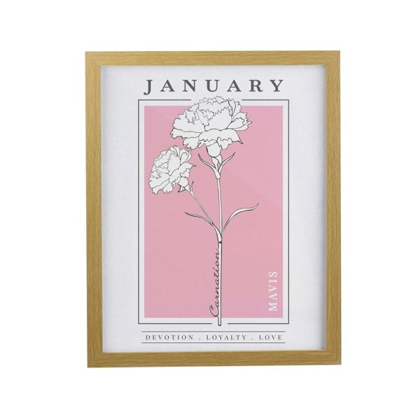 Personalised Memento Company Personalised Birth Flower Oak Poster Frame