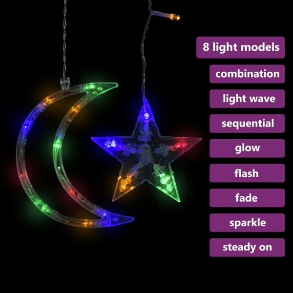 Berkfield Star and Moon Fairy Lights Remote Control 138 LED Colourful