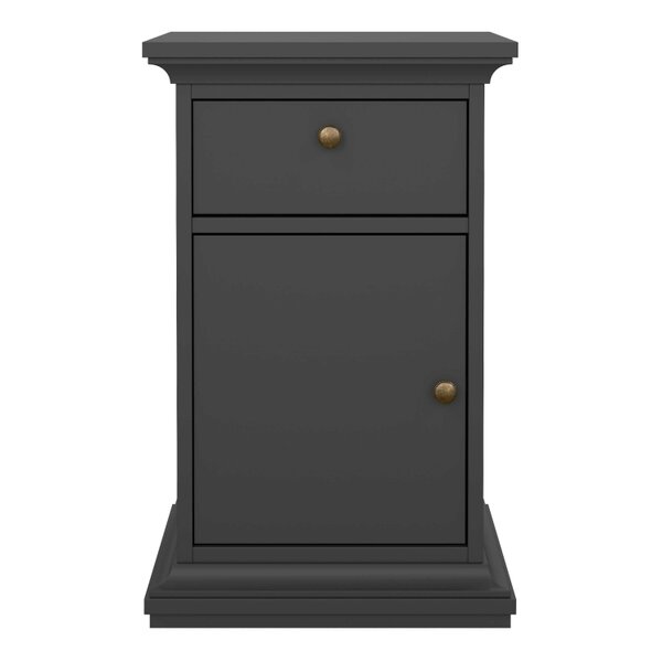 Wyld Haus Osaka Farmhouse Dark Grey Wooden Bedside Table 1 Door 1 Drawer