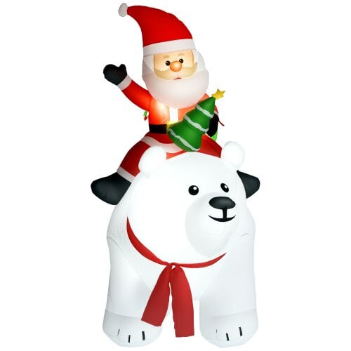 Outsunny 6.6FT Christmas Inflatable Santa Claus w/ Polar Bear for Graden