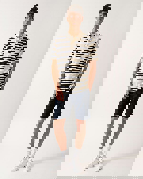 GANT Men Striped Polo Shirt - 130 Cream - CHO - Designer Mens Polo Shirts