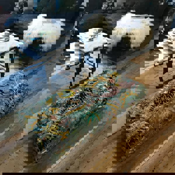 Flat rectangular handmade buttoned footstool bench UK
