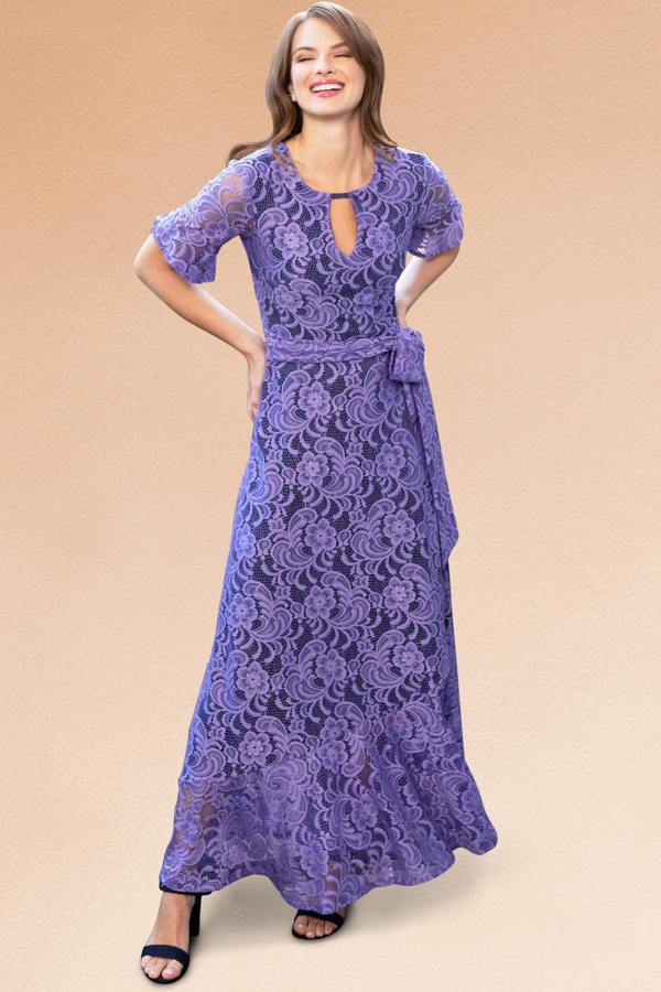 HotSquash Asymmetric Lace Keyhole Dress