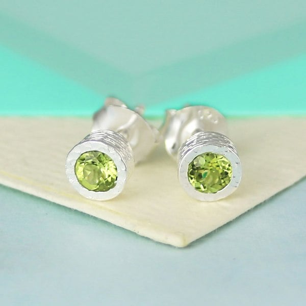 Peridot Sterling Silver August Birthstone Stud Earrings