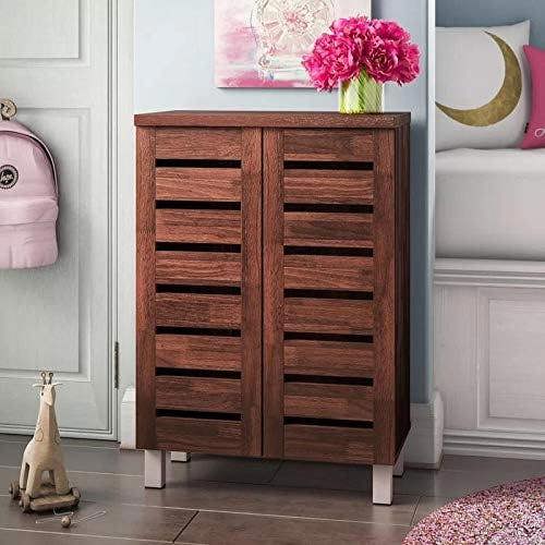 Timber Art Design 4 Tier Shoe Storage Cabinet 2 Door Cupboard Stand Rack Unit