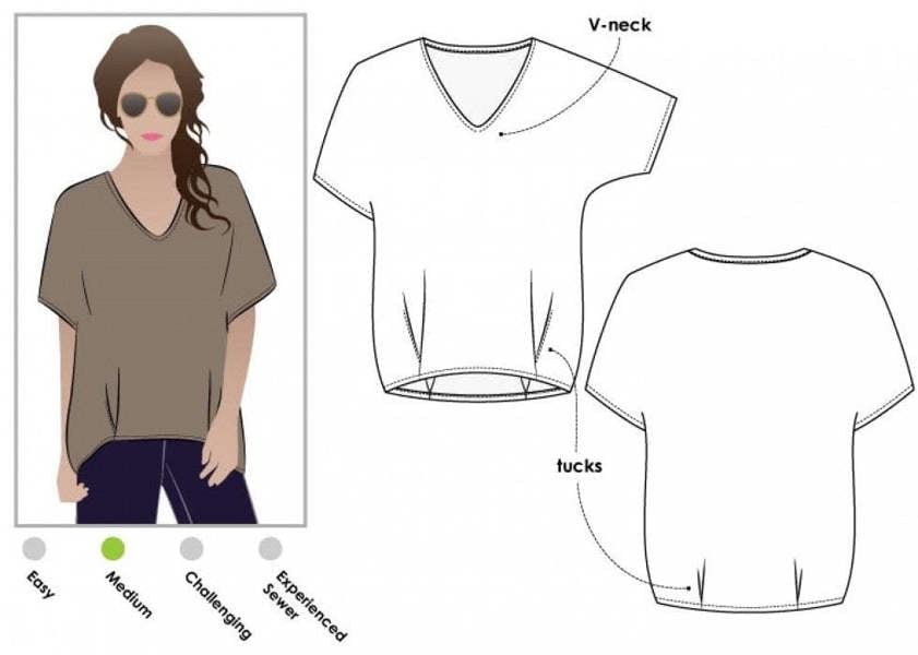 Style Arc Sewing Pattern Daphne Tunic Top - Tops, Tunics for Women - Intermediate