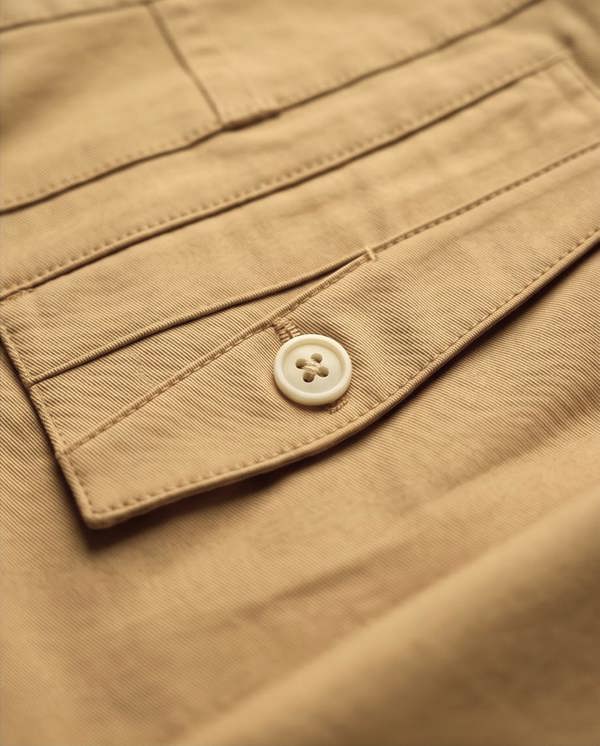 Close-up of a beige fabric with a button