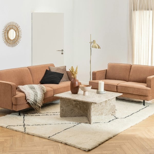 Furniture To Go Vega Square Coffee Table with Brown Marble Top 90cm