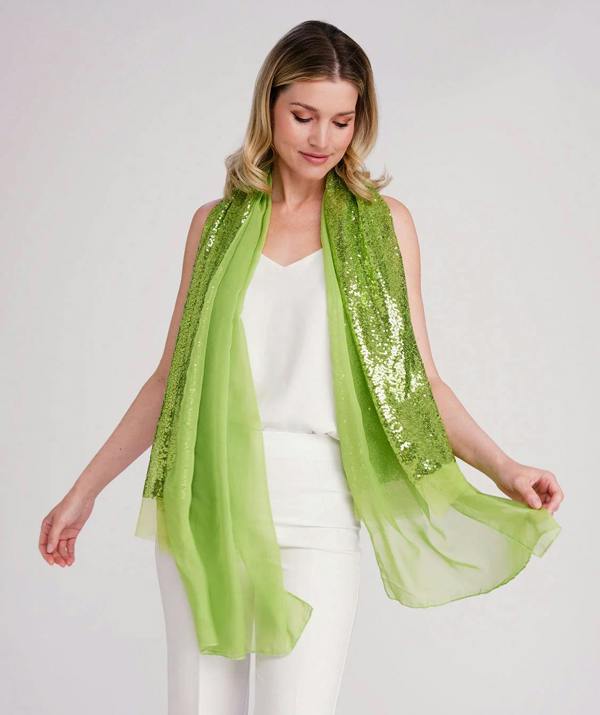 Pia Rossini Chrystal - Embellished Occasion Scarf - Light Green