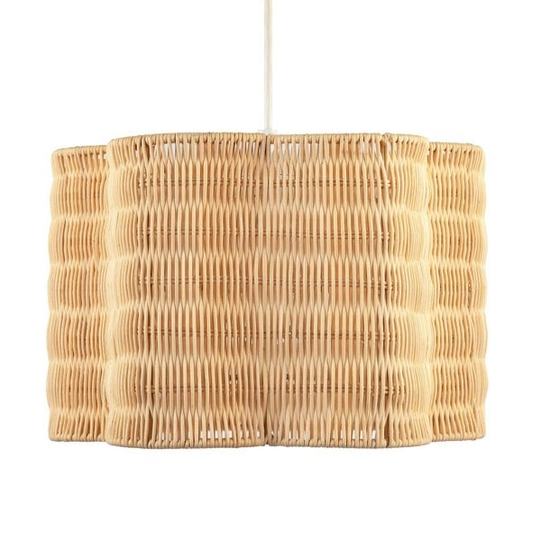 Classic Scallop Edged Natural Rattan Wicker Pendant Lighting Shade Image 4