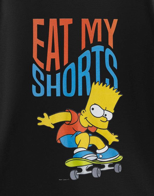 Vanilla Underground The Simpsons Boys Black Eat My Shorts Short Sleeved T-Shirt