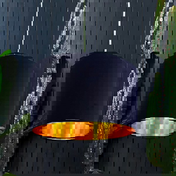 love Frankie velvet lampshade in indigo with gold lining