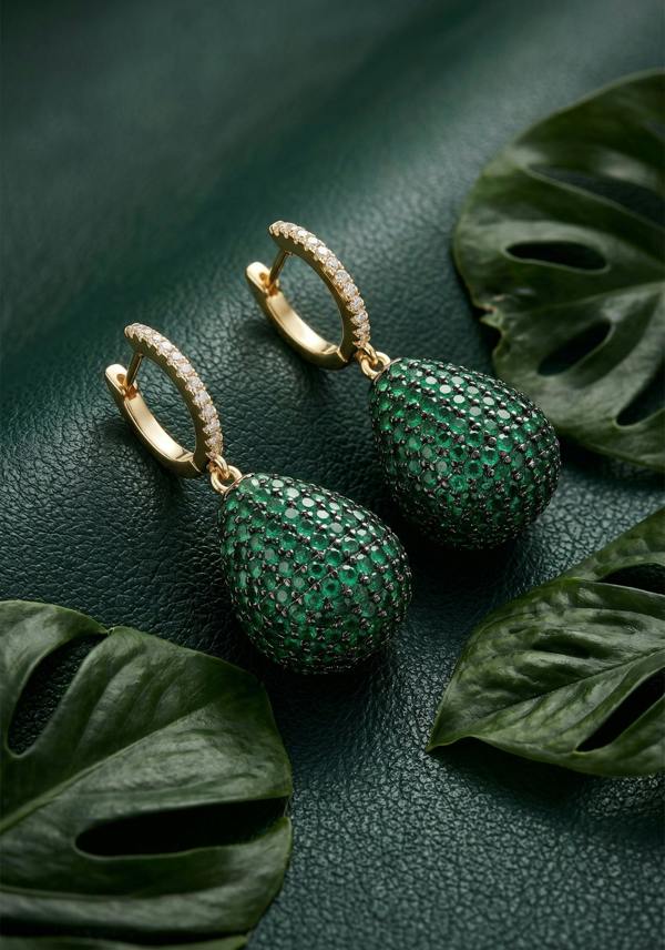 Latelita Valerie Pear Drop Gemstone Earring Gold Emerald Green