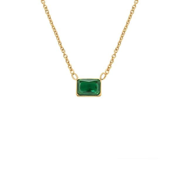 Say It With Emerald Cut Birthstone Necklace - Yellow Gold