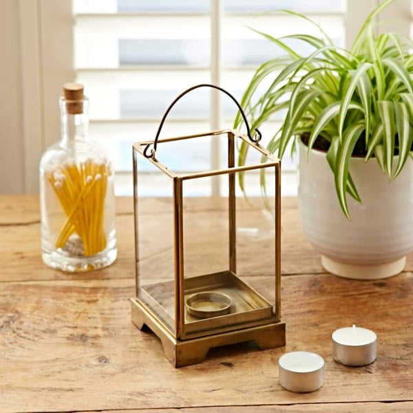 Paper High Antique Brass Candle Lantern