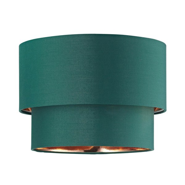 Modern 10" Forest Green Cotton Double Tier Ceiling Shade with Shiny Copper Inner Image 2