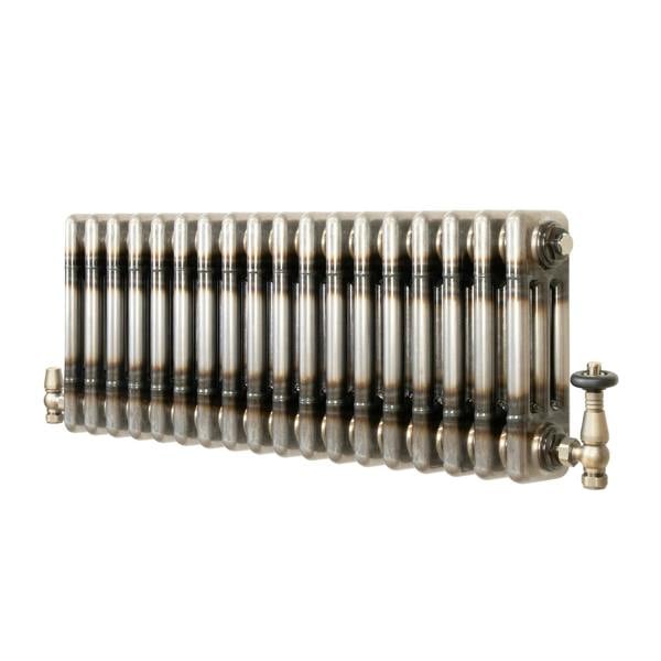 Traditional 3 Column Radiator & Valves – 300mm x 830mm - Raw Metal