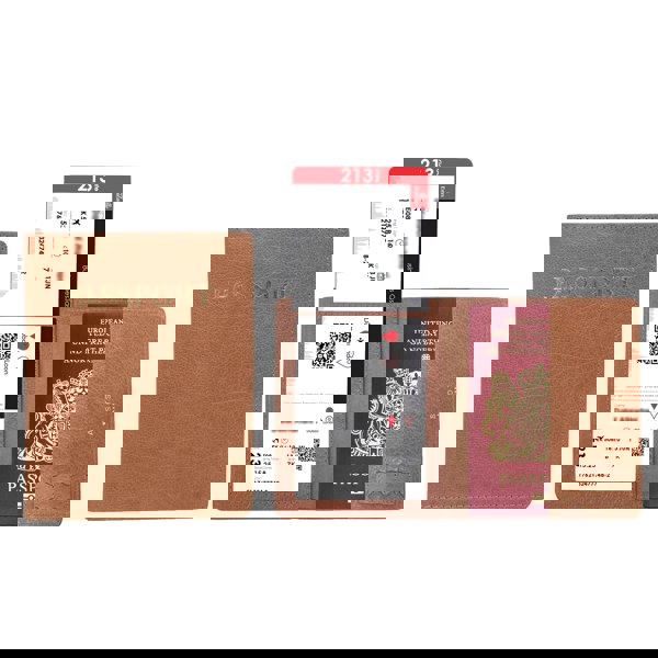 Assots London Tan Bifold Genuine Leather Passport Holder