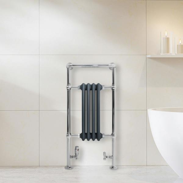 Monstershop Traditional Heated Towel Rail Radiator – 950mm x 480mm  – Anthracite Grey
