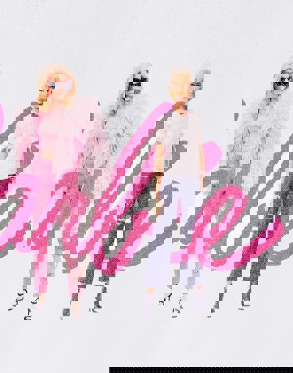 Barbie Womens White Dolls In Logo Short Sleeved T-Shirt