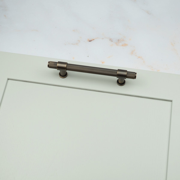 Handle & Home Antique Brass Knurled Handles with Clasp Detailing