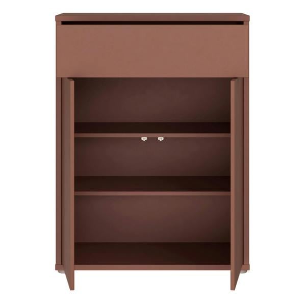 Furniture To Go Alice Springs Compact Shoe Cabinet with 2 Doors Push-to-Open & 1 Drawer Push-to-Open in Terracotta