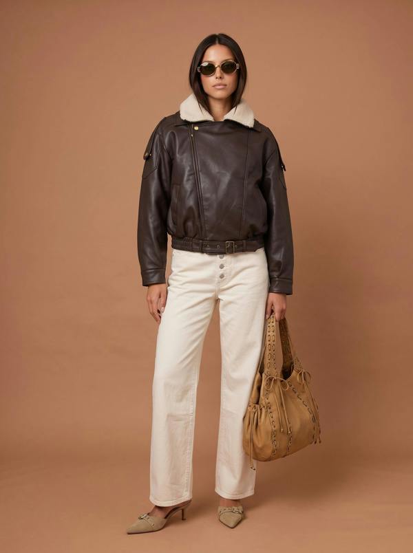 Urban Bliss PU Borg Bomber Jacket