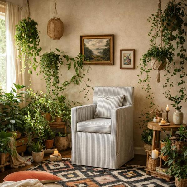 Wyld Haus Isabella Grey and White Stripe Upholstered Armchair