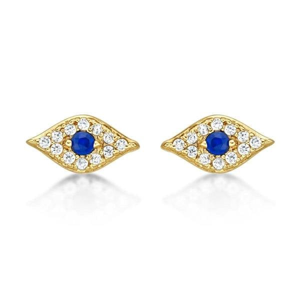 Gold Plated Evil Eye Stud Earrings for Women - namana.london
