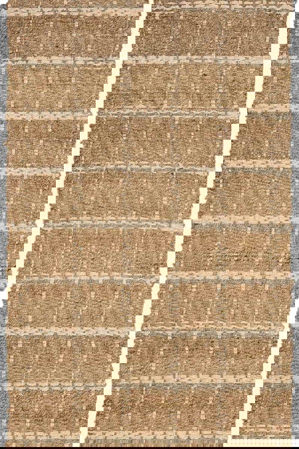 Jute Check Natural Rug Striped & Geometric Handwoven