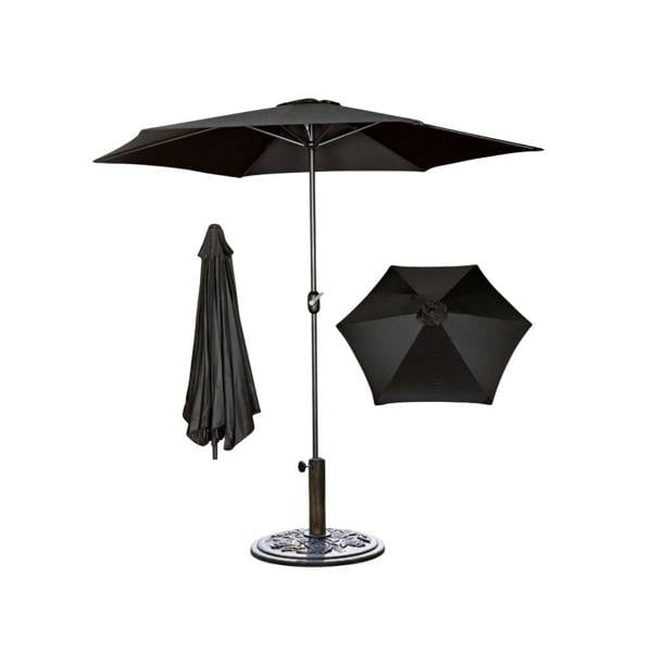 Samuel Alexander 2.7m Havana Garden Patio Parasol with Crank Handle in Black with 9kg Base Included