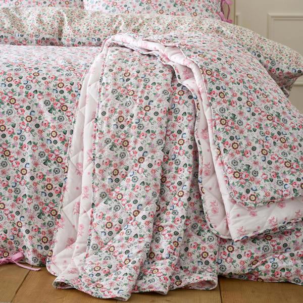 Cath Kidston Pearly Queen Ditsy Cotton Quilted Bedspread Pink