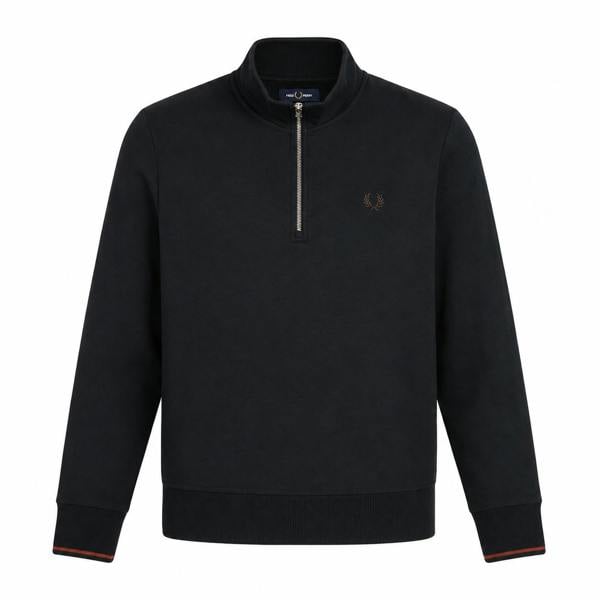 Fred Perry Half Zip Sweatshirt Navy/Brandy/Rich Brown