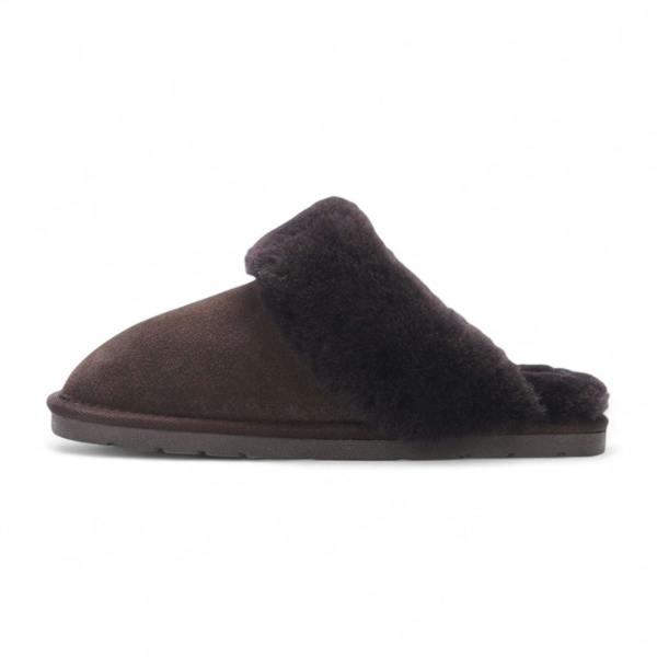 Infinity Leather Women's Genuine Sheepskin Brown Suede Mule Winter Slippers - Luna