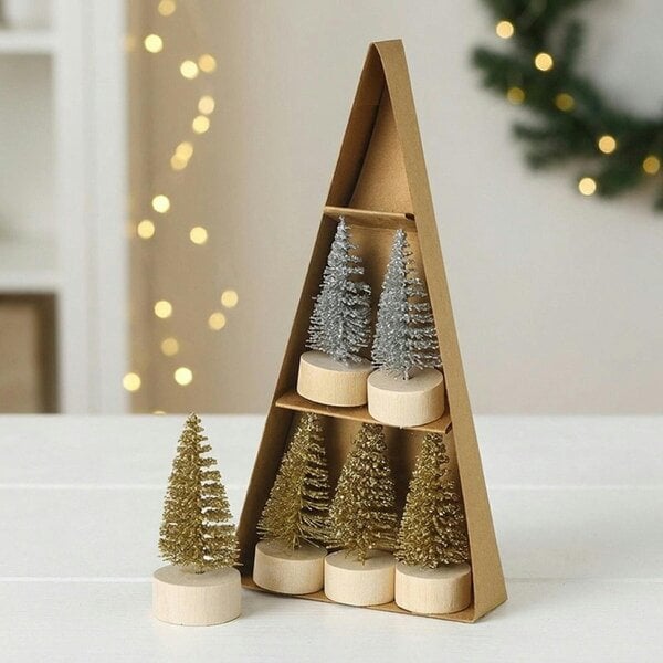 Garden Greatness Silver And Gold Brush Decorative Trees Set