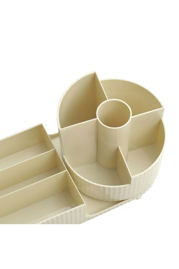 Living and Home Large Cream Capacity Makeup Organizer with Rotating Brushes Holder
