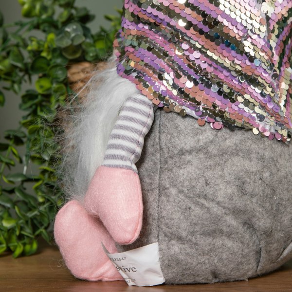 Samuel Alexander 46cm Plush Christmas Bearded Gonk with Pink & Silver Sequined Hat Christmas Decoration