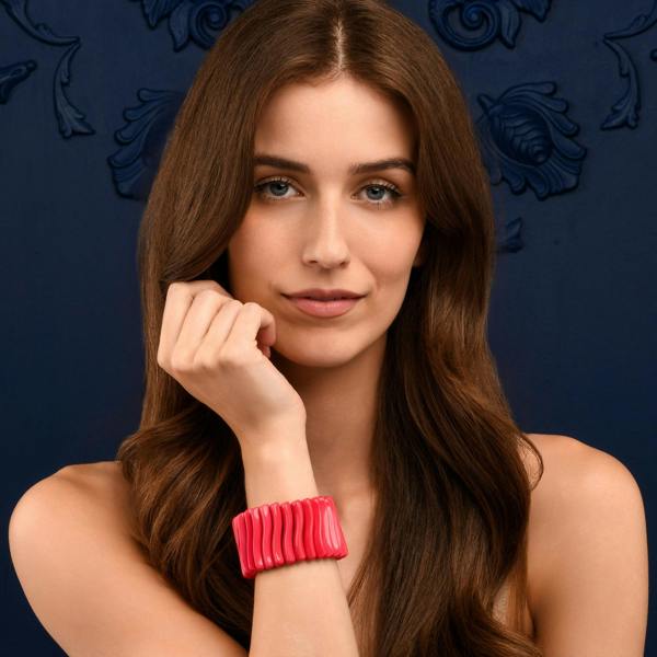 Zavana Wide Pink Chunky Bangle Bracelet for Women