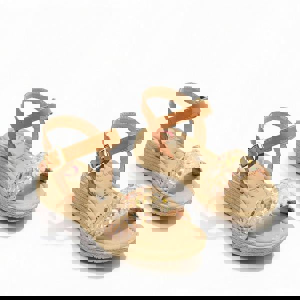 Heavenly Feet Heavenly Feet SARA Womens Platform Sandals Tan/Gold Multi