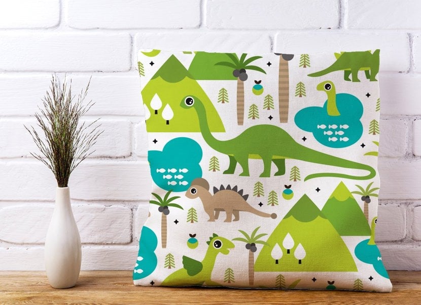 Warren Reed Baby Dinosaur Print Cushions