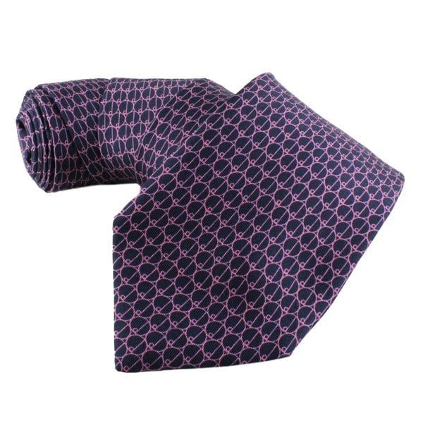 Dunhill luxurious mulberry silk tie in a repeat d logo print