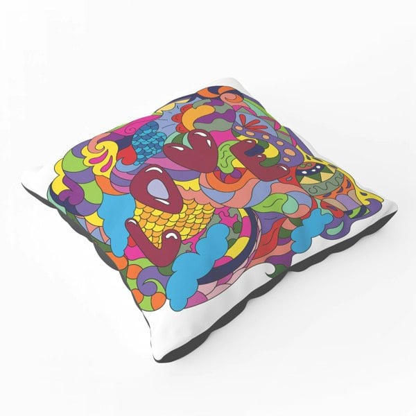 Warren Reed Motley Doodling Love Floor Cushion