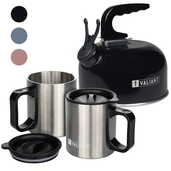 Valiant Camping Kettle & Insulated Mugs Pack
