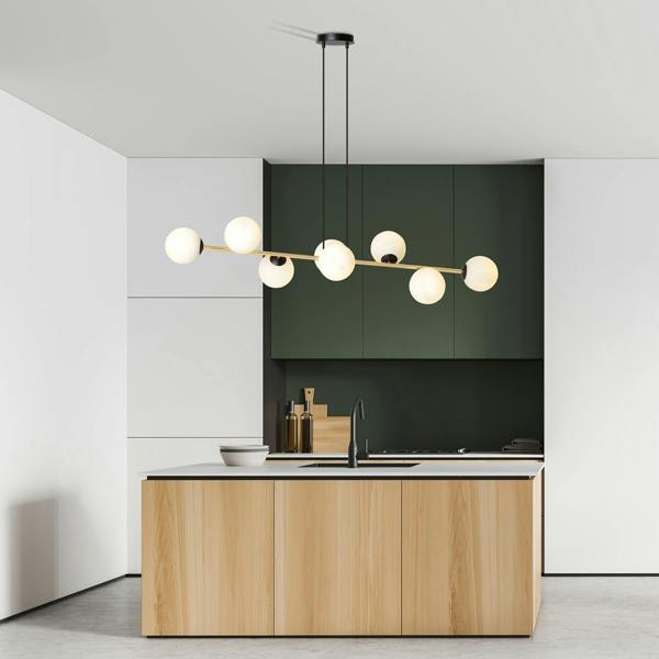 Emibig GRAVITY Pendant lamp 8 x E14  Black, gold with White Shade