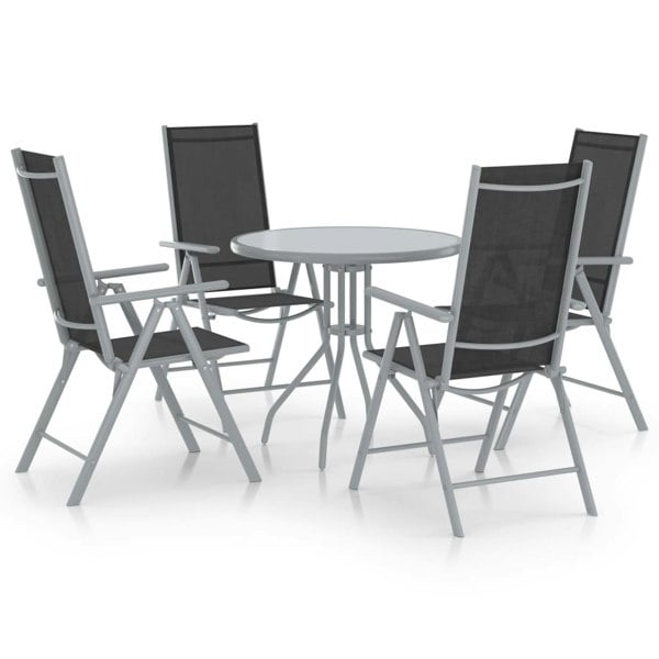 Berkfield 5 Piece Garden Dining Set Aluminium and Textilene Silver