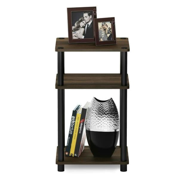 WALPLUS Just | Modern Furniture Piece for Stylish and Functional Home Use | 3 Tier Turn N Tube End Table, Columbia Walnut/Black